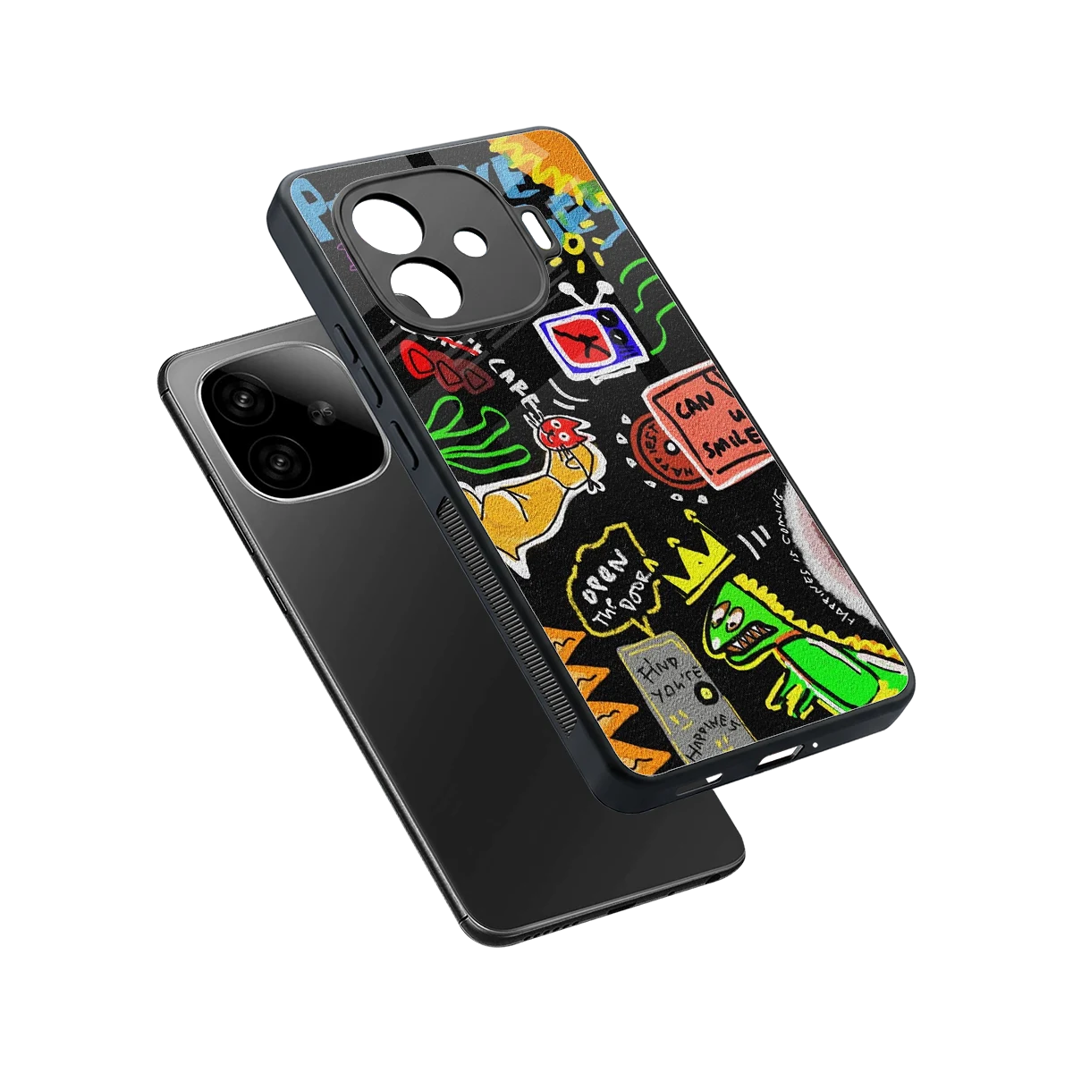 Graffiti sleek iqoo neo 10r 5g cover with tempered glass back and TPU edges