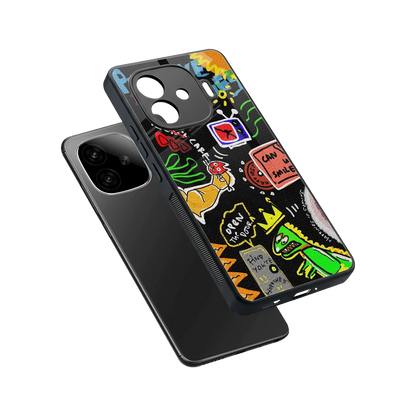 Graffiti sleek iqoo neo 10r 5g cover with tempered glass back and TPU edges
