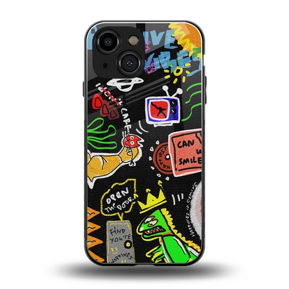 Graffiti back phone cover | glass case for iphone 13 mini