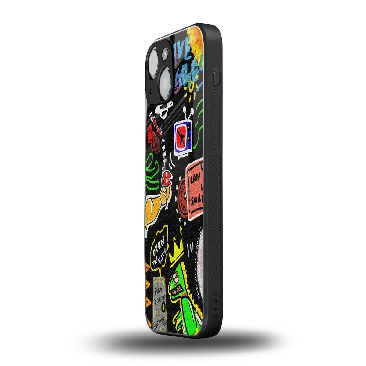 Graffiti iphone 13 mini mobile cover | shockproof glass phone case