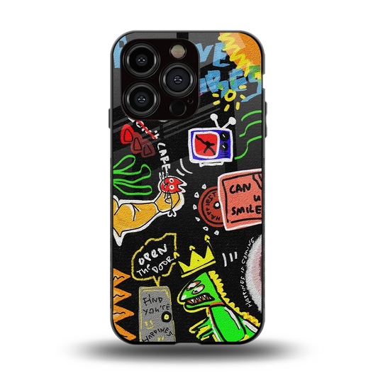 Graffiti back phone cover | glass case for iphone 13 pro