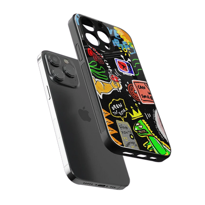 Graffiti sleek iphone 13 pro cover with tempered glass back and TPU edges