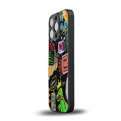 Graffiti iphone 13 pro mobile cover | shockproof glass phone case