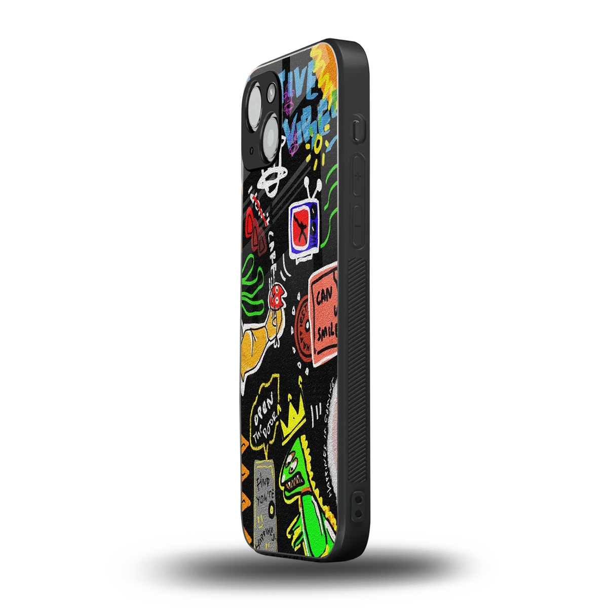 Graffiti iphone 13 mobile cover | shockproof glass phone case