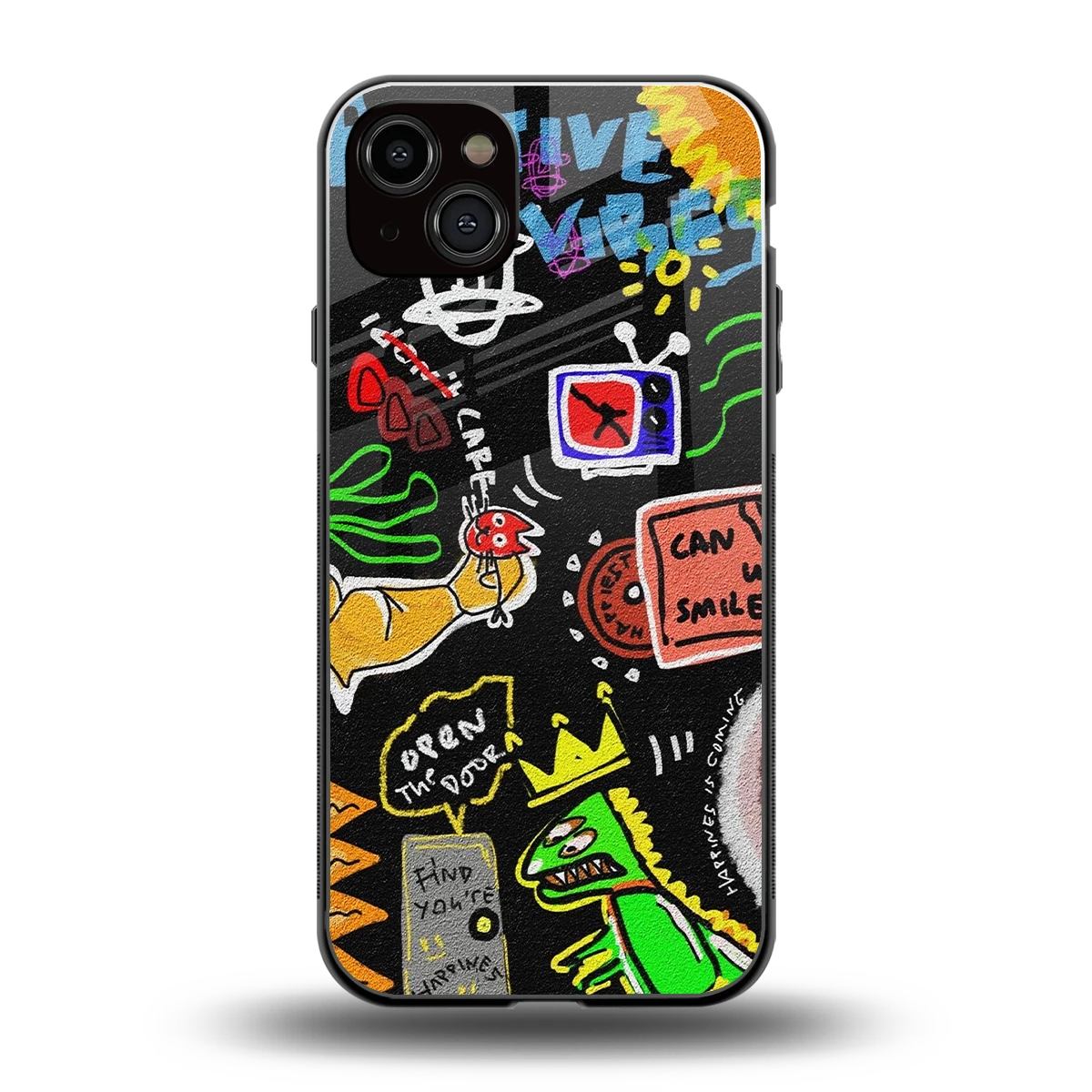 Graffiti back phone cover | glass case for iphone 14 plus