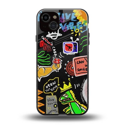 Graffiti back phone cover | glass case for iphone 14 plus