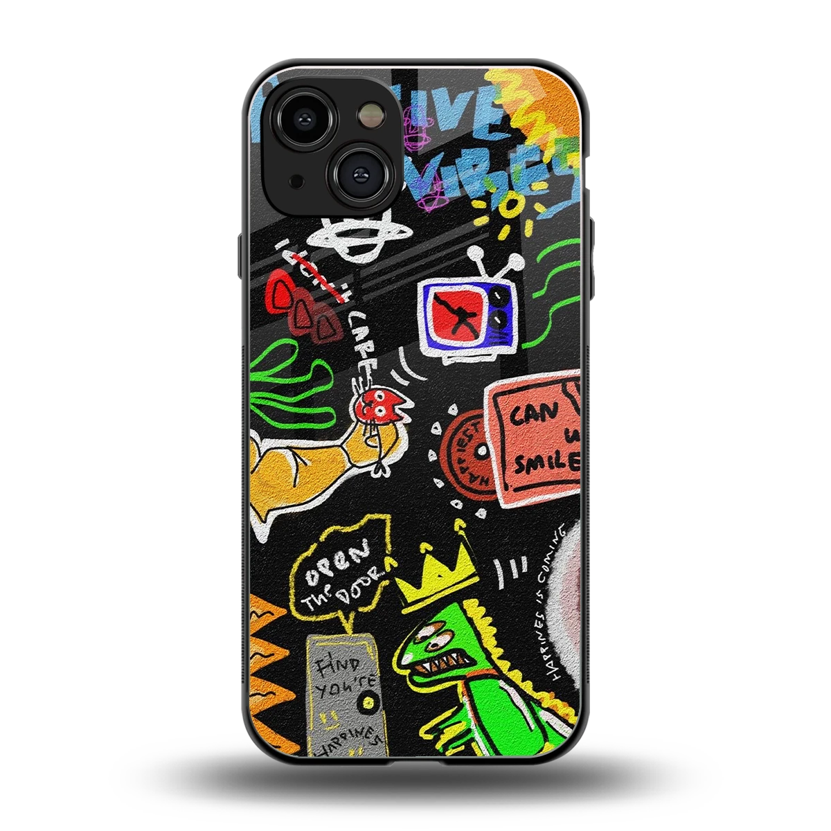 Graffiti back phone cover | glass case for iphone 15
