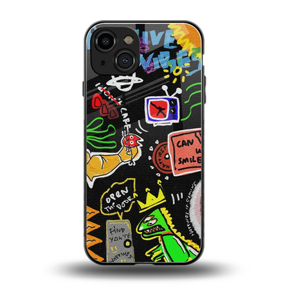Graffiti back phone cover | glass case for iphone 15