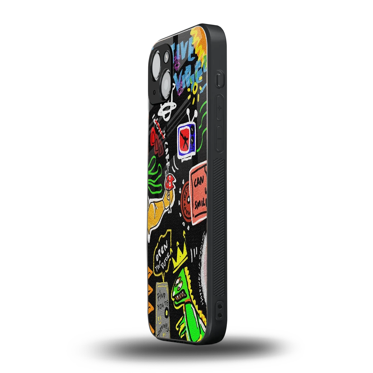 Graffiti iphone 15 mobile cover | shockproof glass phone case