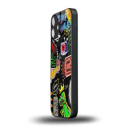 Graffiti iphone 16 plus mobile cover | shockproof glass phone case