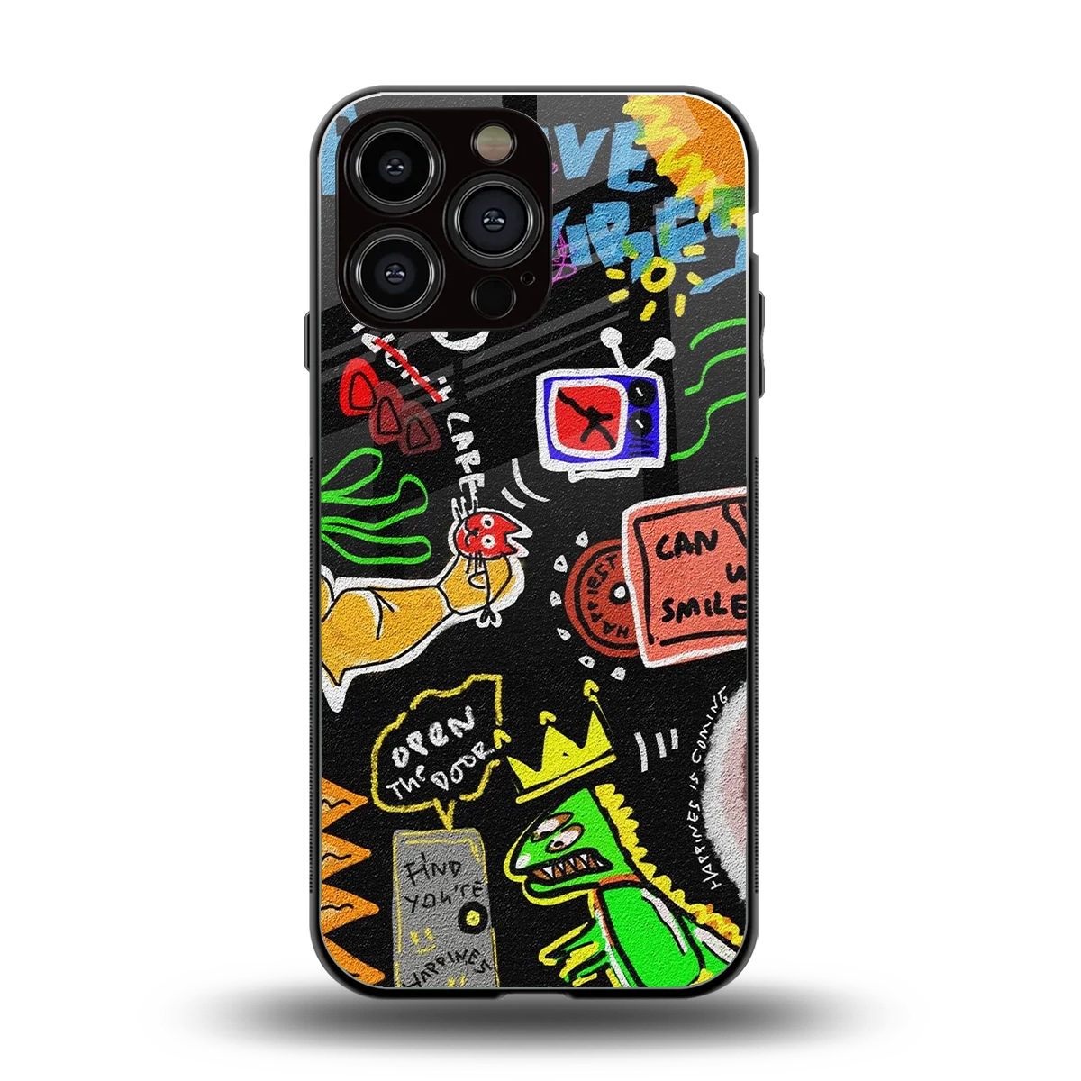 Graffiti back phone cover | glass case for iphone 16 pro max