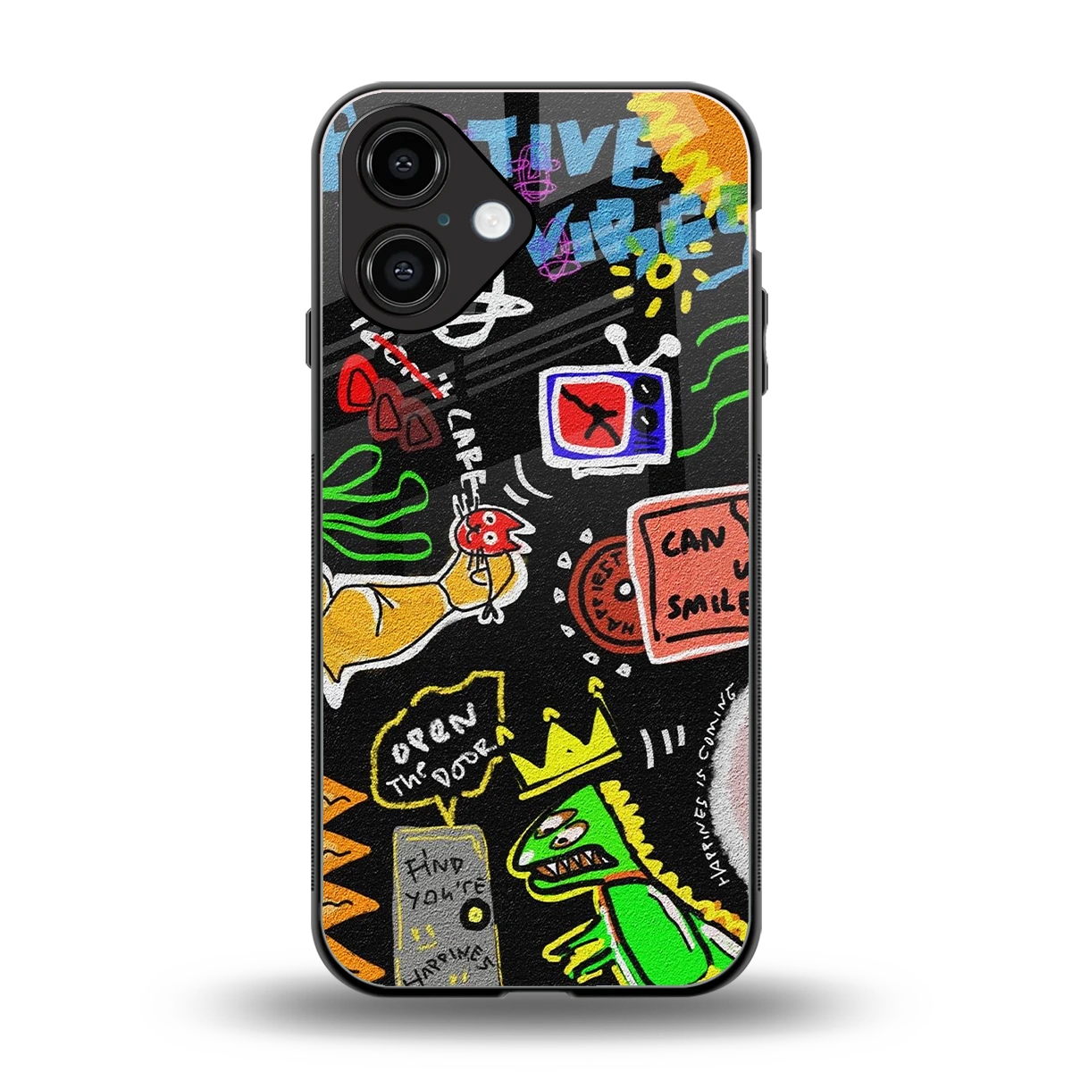 Graffiti back phone cover | glass case for iphone 16