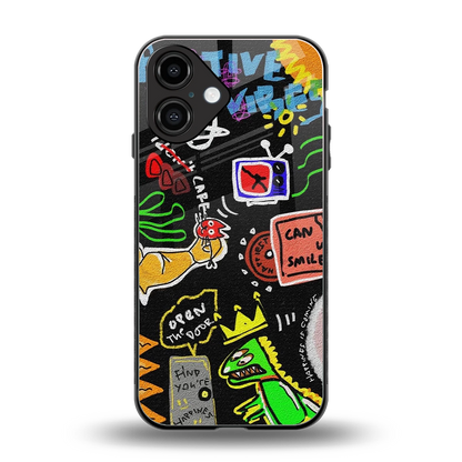 Graffiti back phone cover | glass case for iphone 16