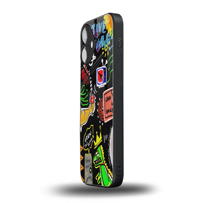 Graffiti iPhone 16 mobile cover | shockproof glass phone case