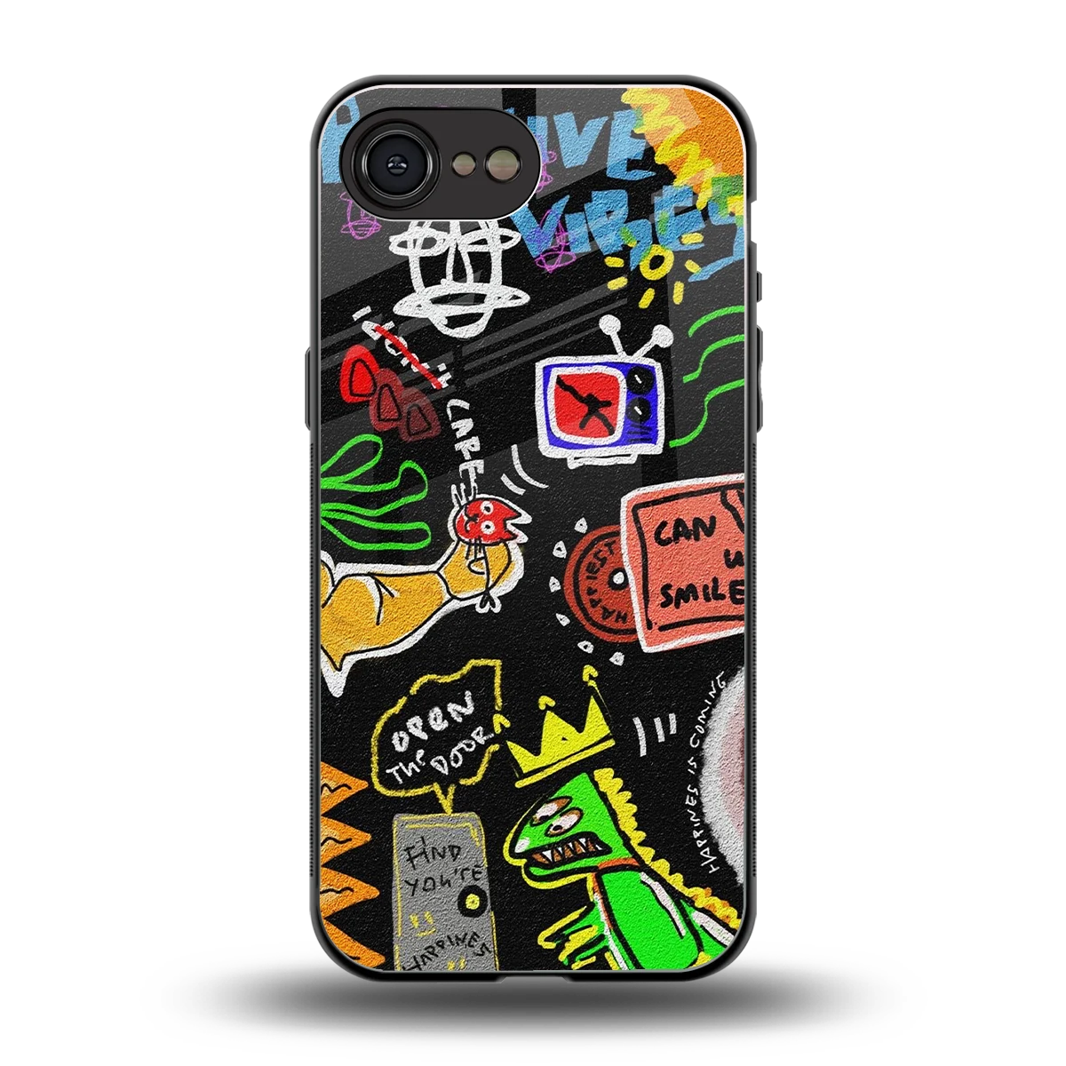 Graffiti back phone cover | glass case for iphone 16e