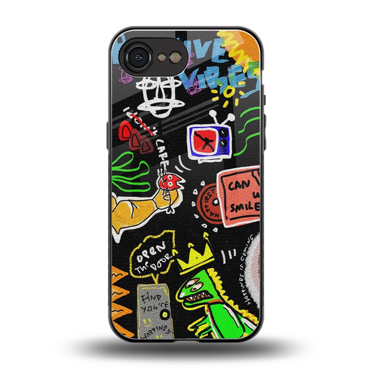 Graffiti back phone cover | glass case for iphone 16e
