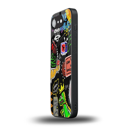 Graffiti iphone 16e mobile cover | shockproof glass phone case