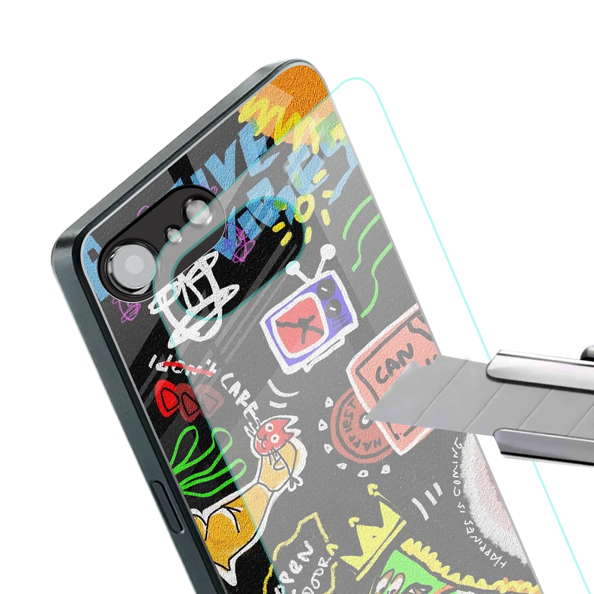 Graffiti stylish phone case for iphone 17e | glossy glass and slim fit