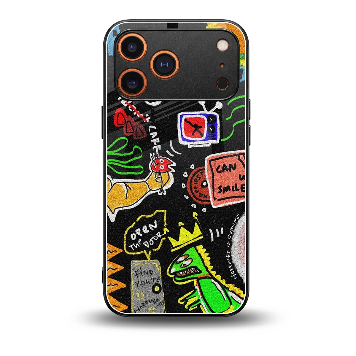 Graffiti back phone cover | glass case for iphone 17 pro