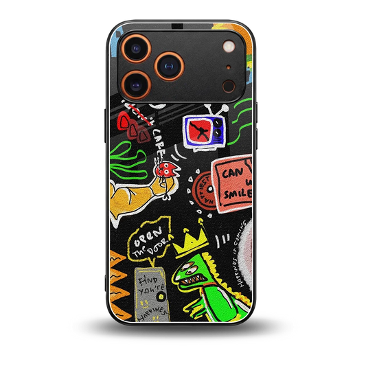 Graffiti back phone cover | glass case for iphone 17 pro max
