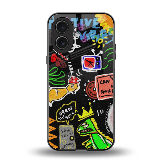 Graffiti back phone cover | glass case for iphone 17