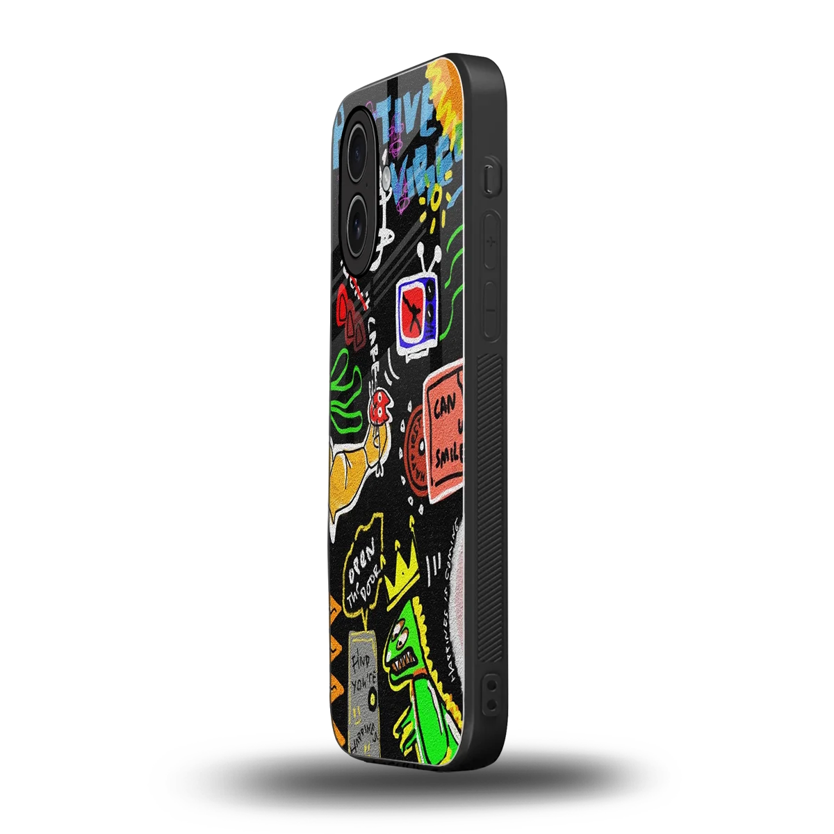 Graffiti iphone 17 mobile cover | shockproof glass phone case
