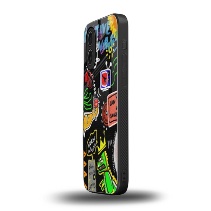 Graffiti iphone 17 mobile cover | shockproof glass phone case