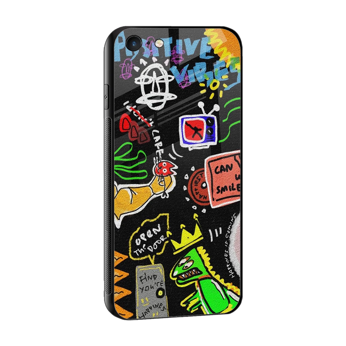 Graffiti sleek iphone 6 cover with tempered glass back and TPU edges