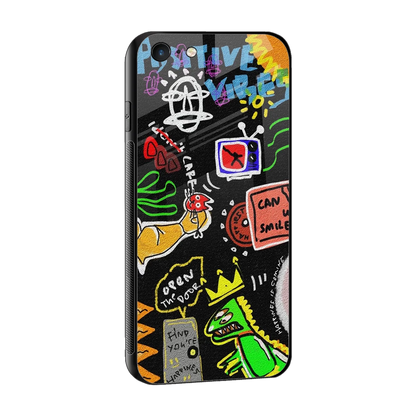 Graffiti sleek iphone 6s plus cover with tempered glass back and TPU edges