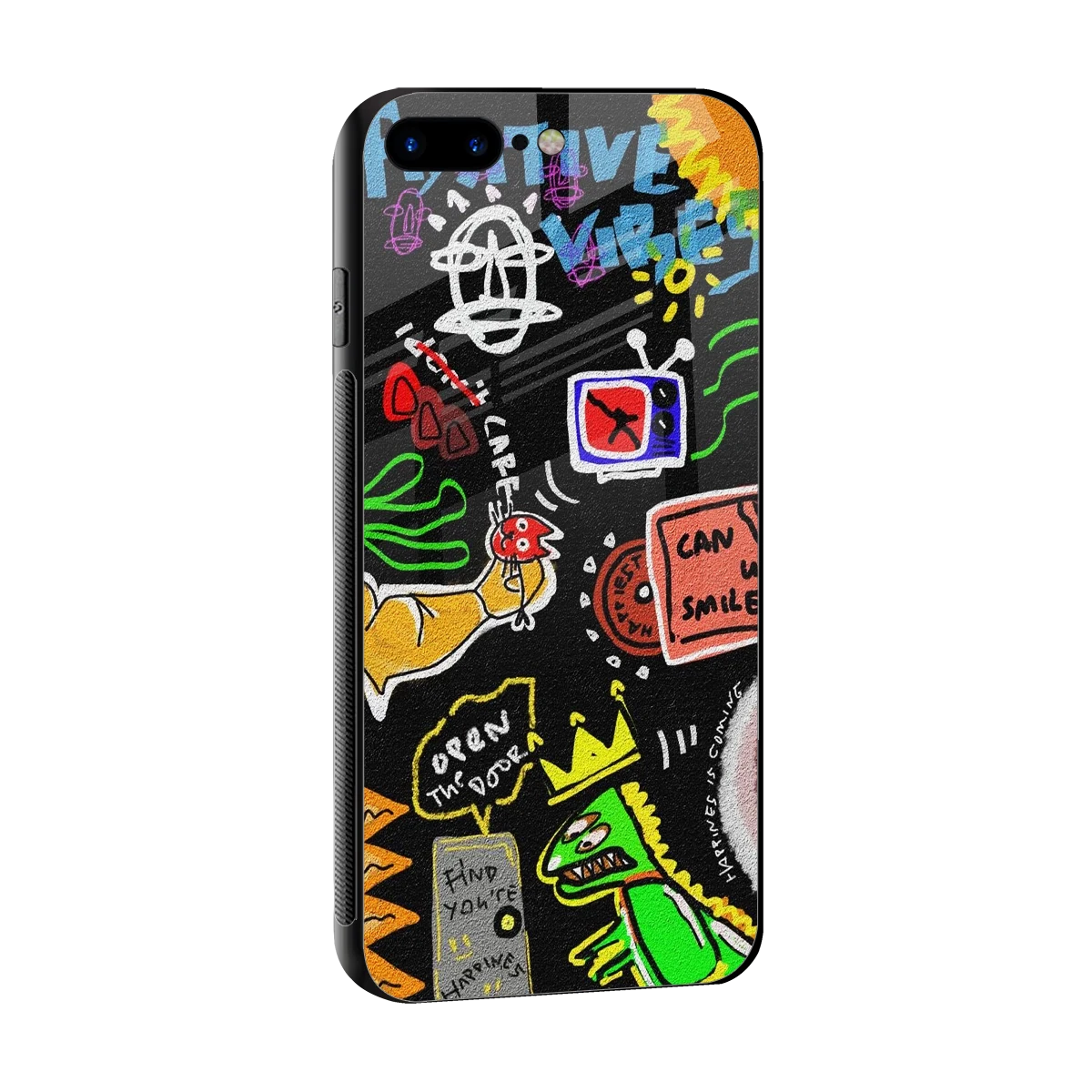 Graffiti sleek iphone 8 plus cover with tempered glass back and TPU edges