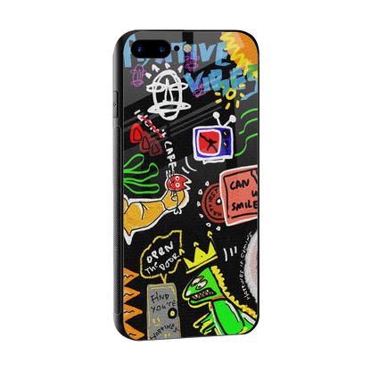 Graffiti sleek iphone 8 plus cover with tempered glass back and TPU edges