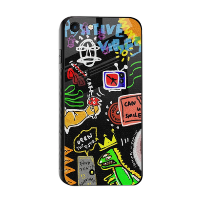 Graffiti sleek iphone 7 cover with tempered glass back and TPU edges