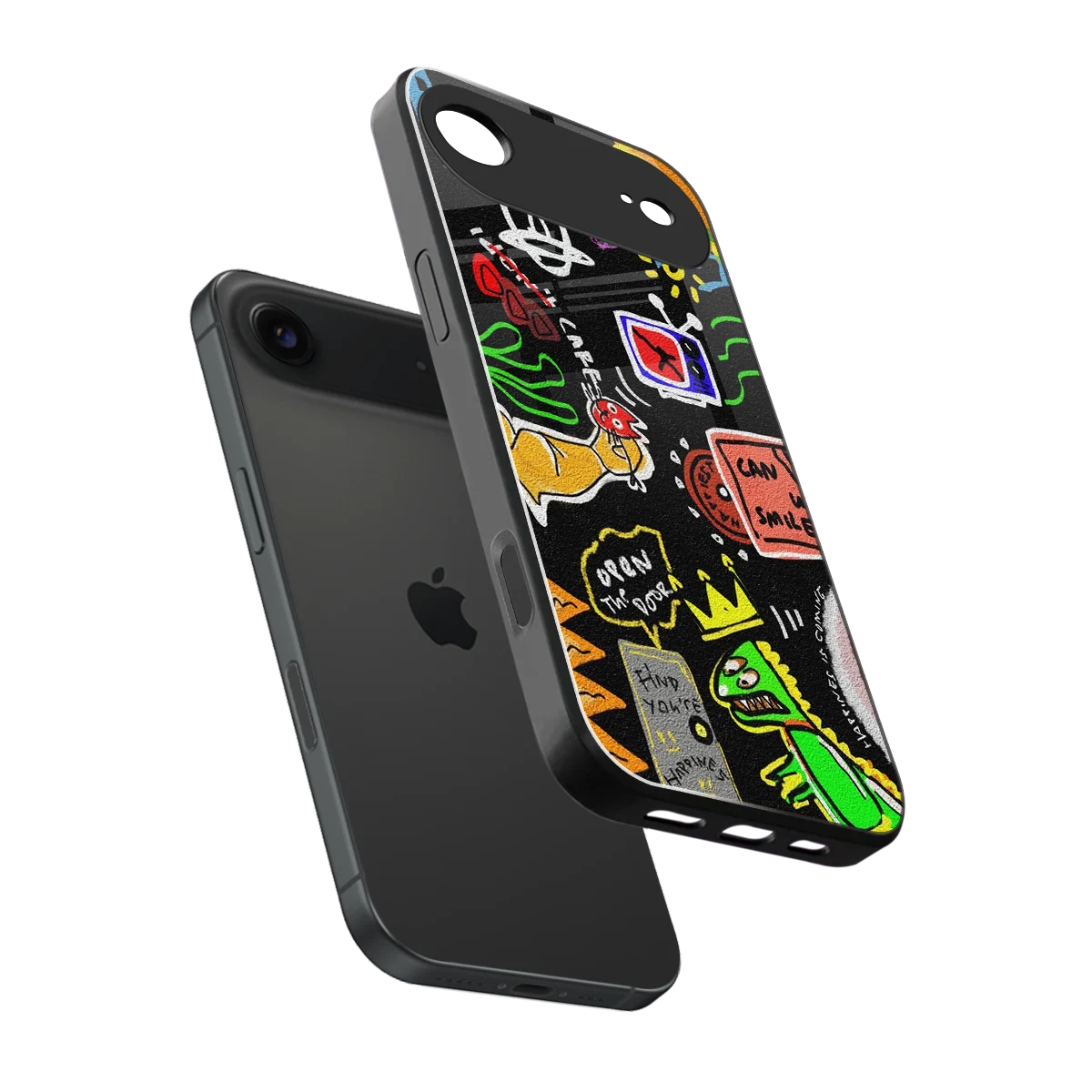 Graffiti sleek iphone air cover with tempered glass back and TPU edges
