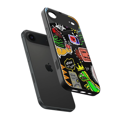 Graffiti sleek iphone air cover with tempered glass back and TPU edges