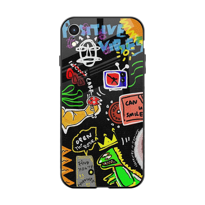 Graffiti back phone cover | glass case for iphone xr