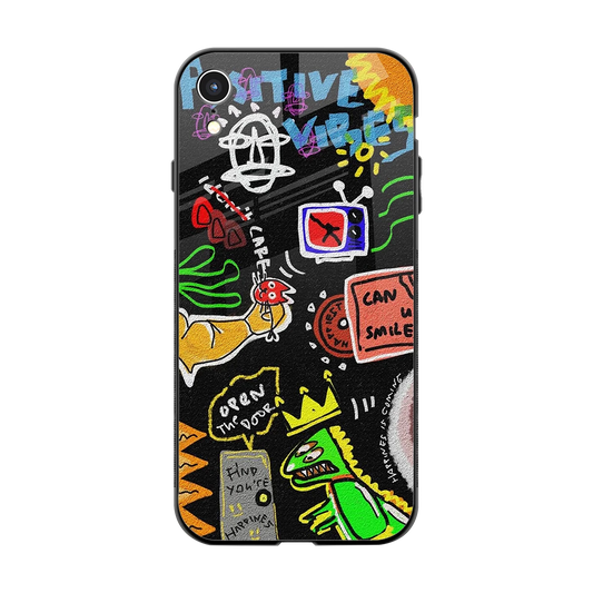 Graffiti back phone cover | glass case for iphone xr