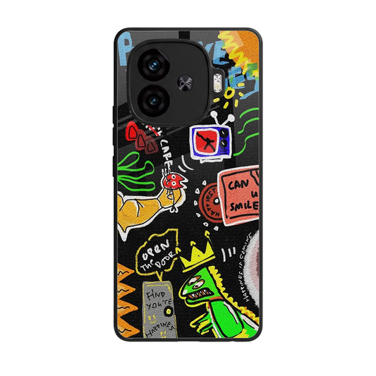 Graffiti back phone cover | glass case for iqoo neo 10r 5g