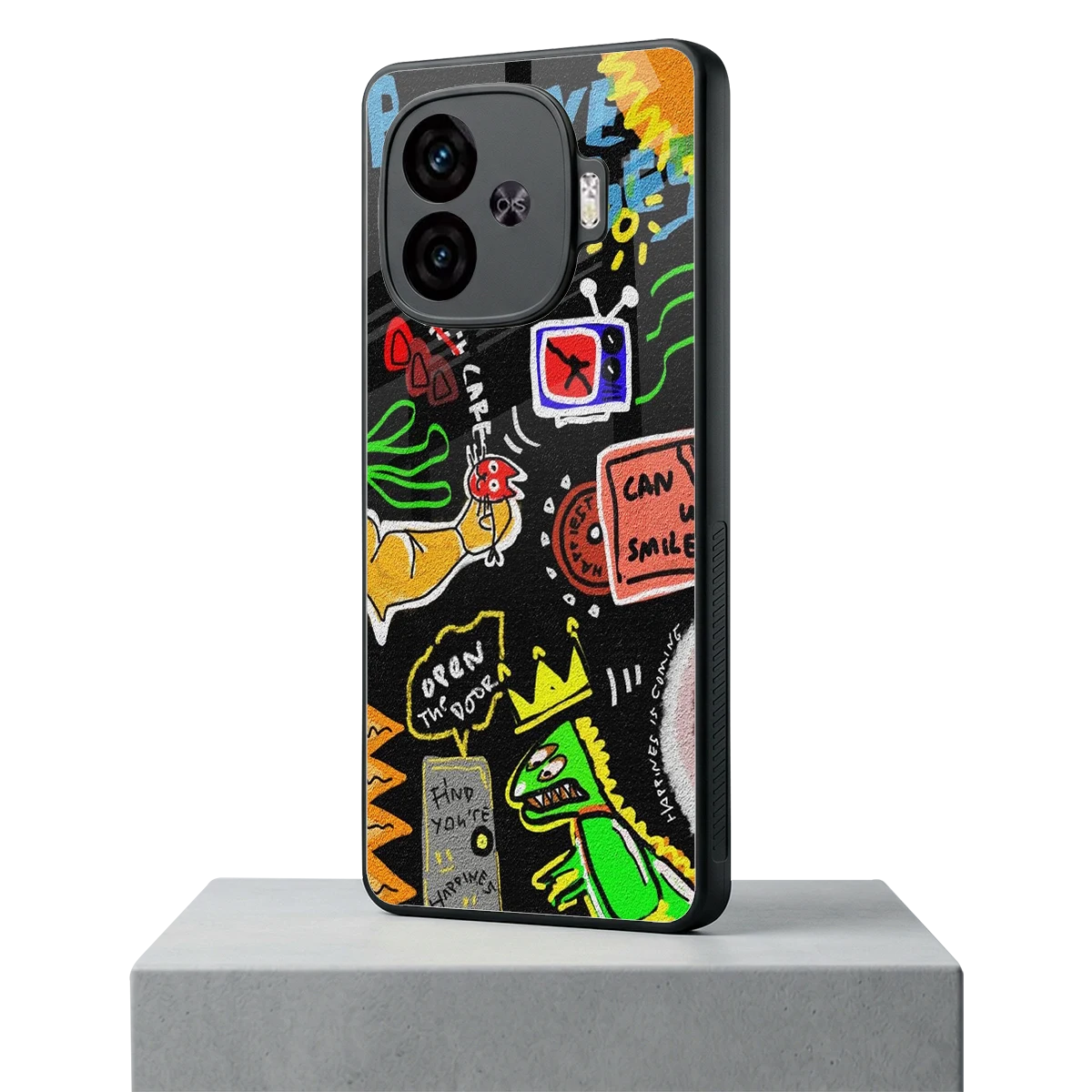 Graffiti iqoo neo 10r 5g mobile cover | shockproof glass phone case