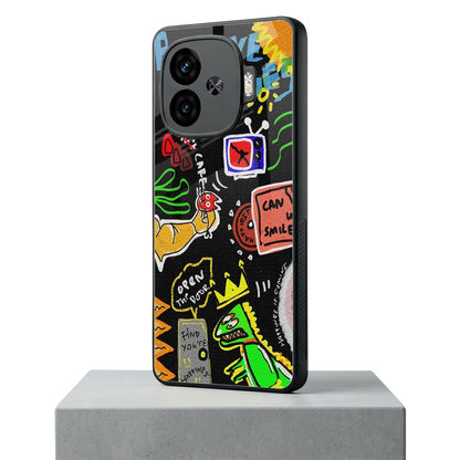 Graffiti iqoo neo 10r 5g mobile cover | shockproof glass phone case