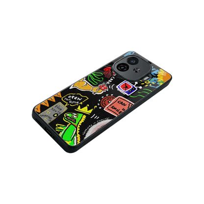 Graffiti stylish phone case for iqoo neo 10r 5g | glossy glass and slim fit
