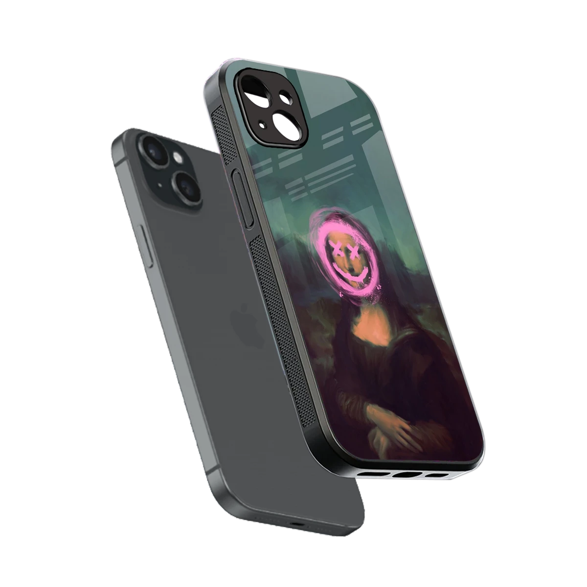 Graffiti Lisa sleek iphone 14 plus cover with tempered glass back and TPU edges
