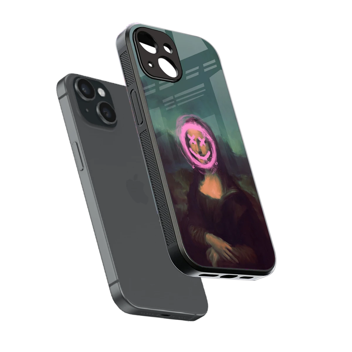 Graffiti Lisa sleek iphone 15 cover with tempered glass back and TPU edges