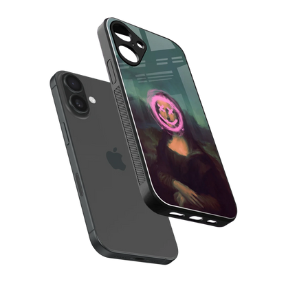 Graffiti Lisa sleek iphone 16 plus cover with tempered glass back and TPU edges