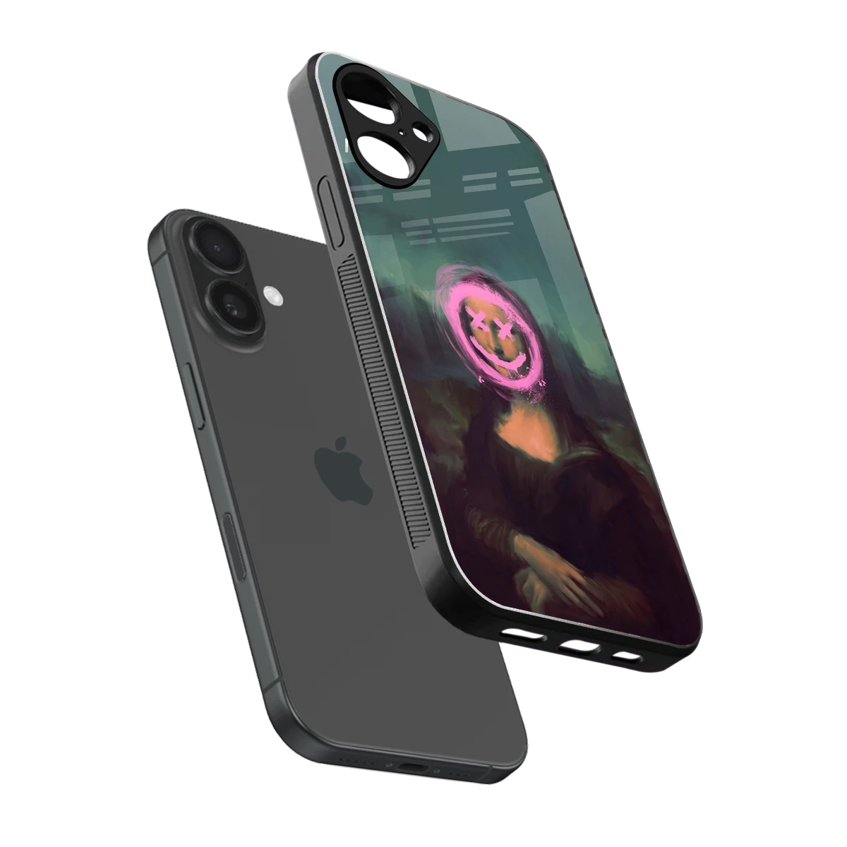 Graffiti Lisa sleek iPhone 16 cover with tempered glass back and TPU edges