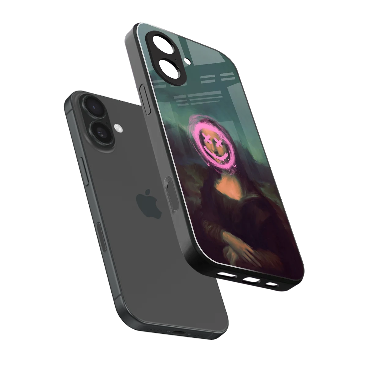 Graffiti Lisa sleek iphone 17 cover with tempered glass back and TPU edges