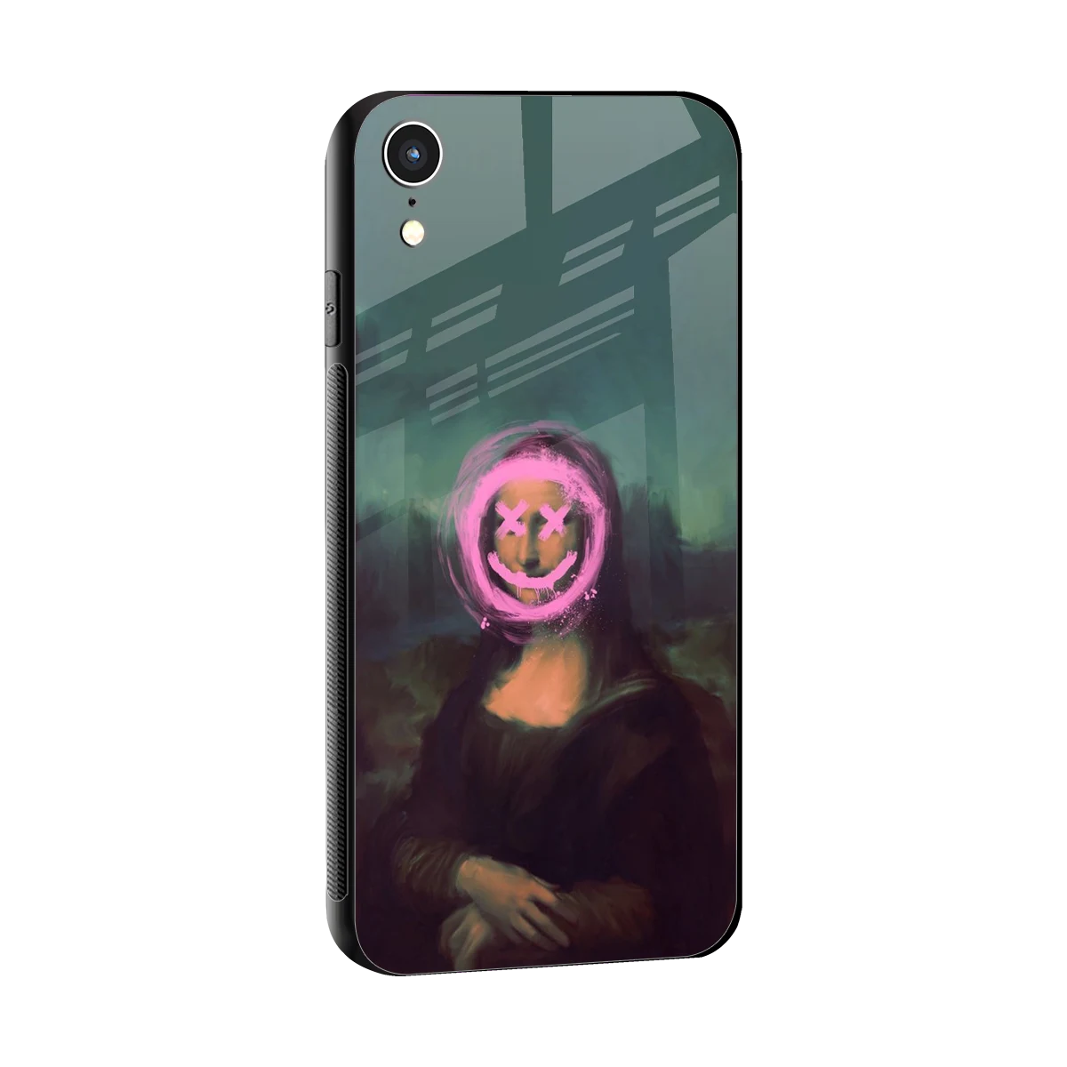 Graffiti Lisa sleek iphone xr cover with tempered glass back and TPU edges