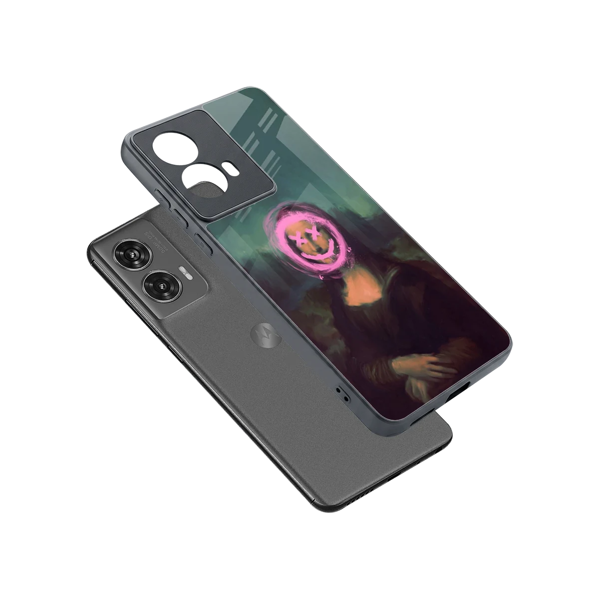 Graffiti Lisa sleek motorola edge 50 fusion cover with tempered glass back and TPU edges