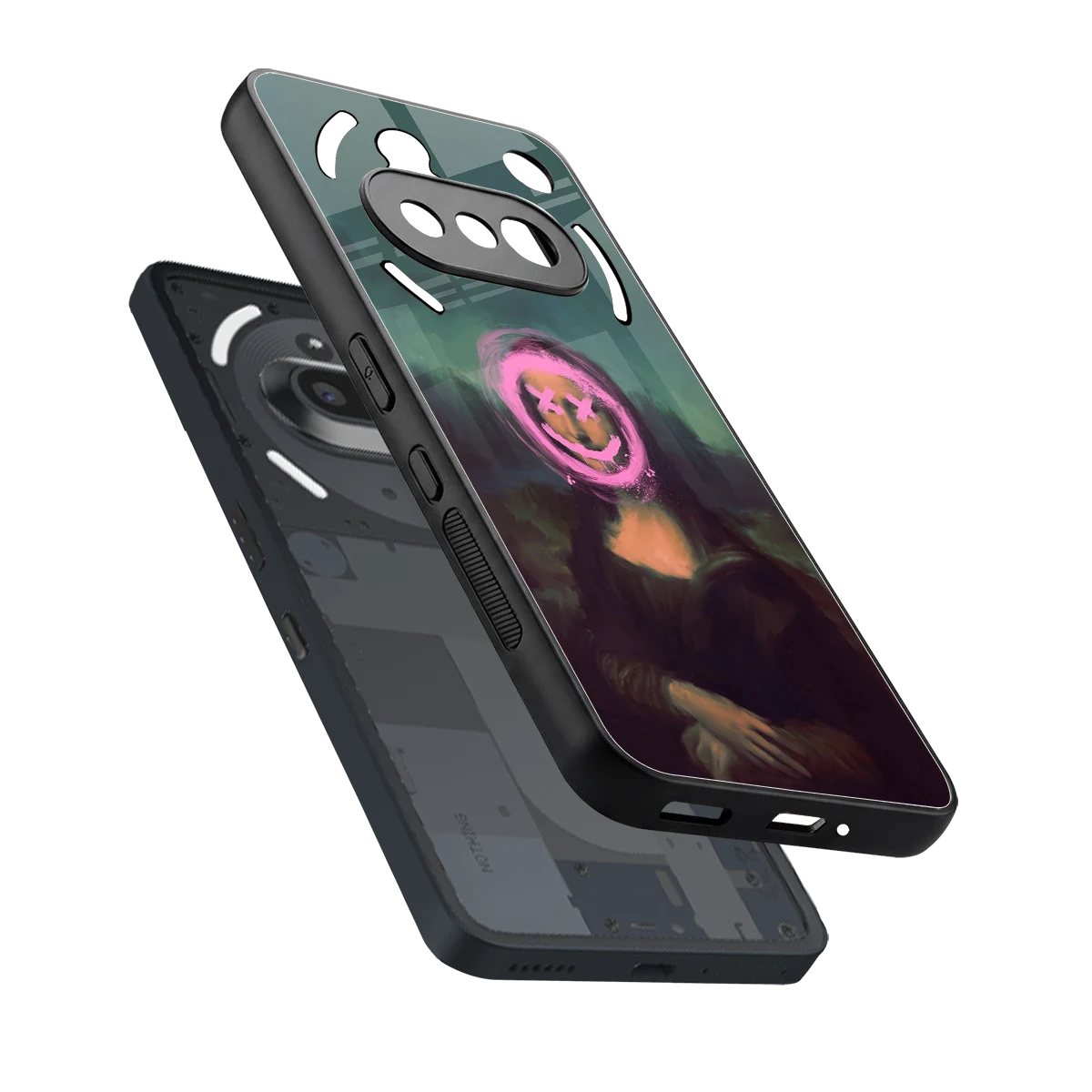 Graffiti Lisa sleek nothing phone 3a cover with tempered glass back and TPU edges