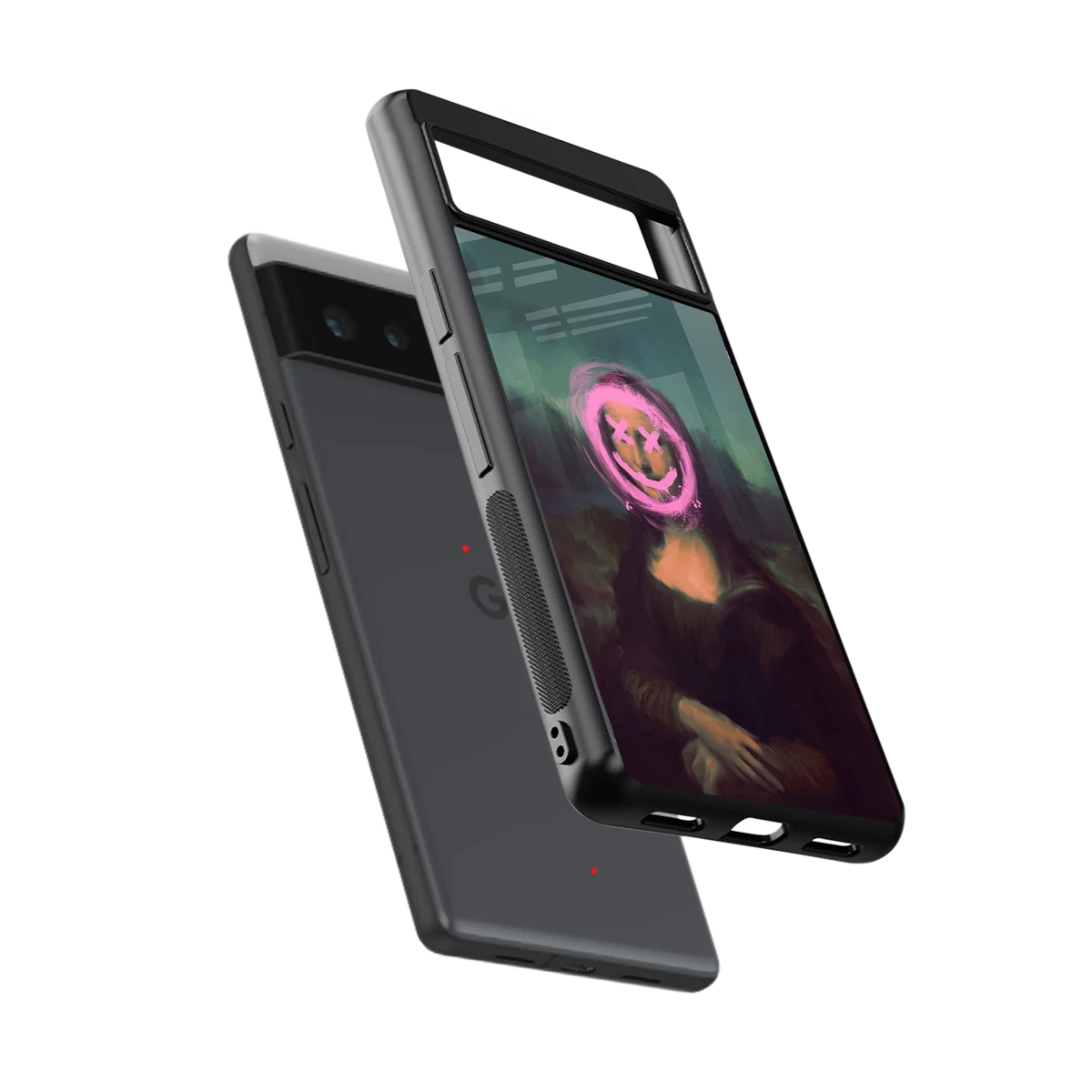 Graffiti Lisa sleek google pixel 6a cover with tempered glass back and TPU edges