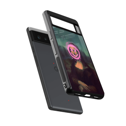 Graffiti Lisa sleek google pixel 6a cover with tempered glass back and TPU edges